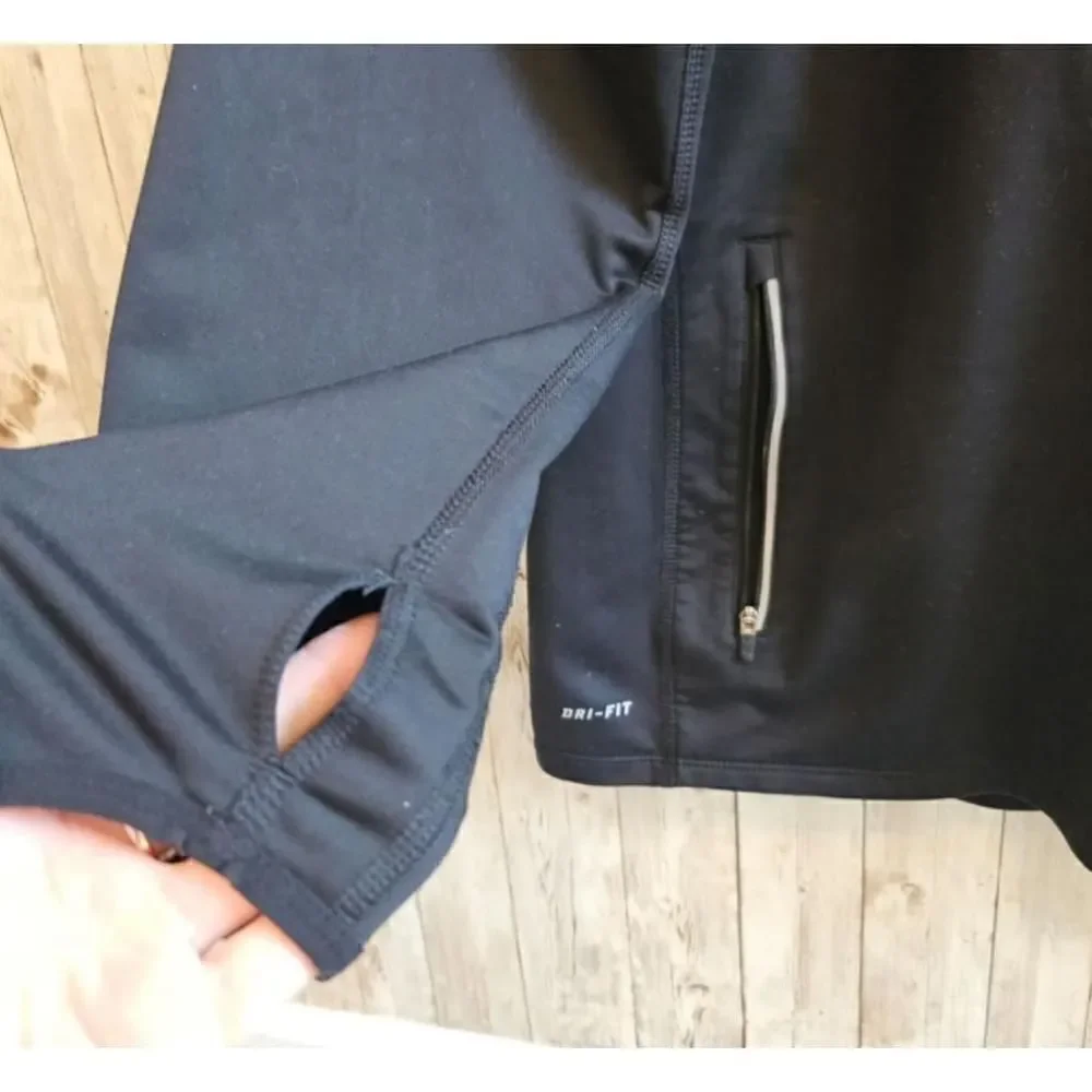 Nike Mens Size L Black Long Sleeve Full Zip Athletic Sweatshirt Hoodie Jacket